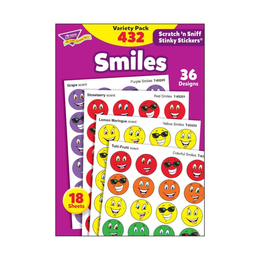 Smiles Stinky Stickers Variety Pack - Assorted Colors and Scents