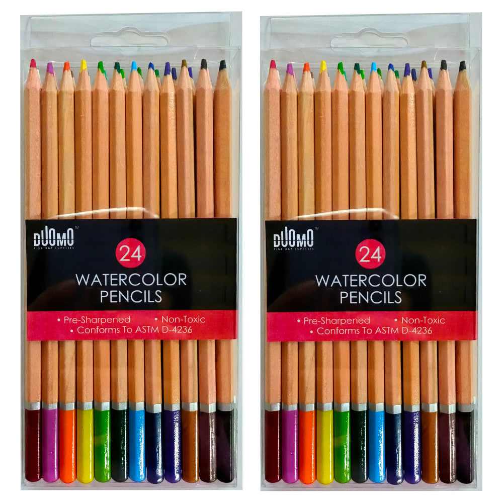 Duomo Fine Arts Premium Watercolor Pencils, 48-Color Set, Pre-Sharpened