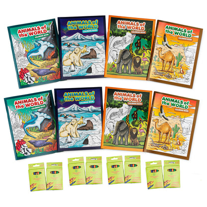 Three Little Twigs Animals of the World Coloring Book Set - 16pc Bundle