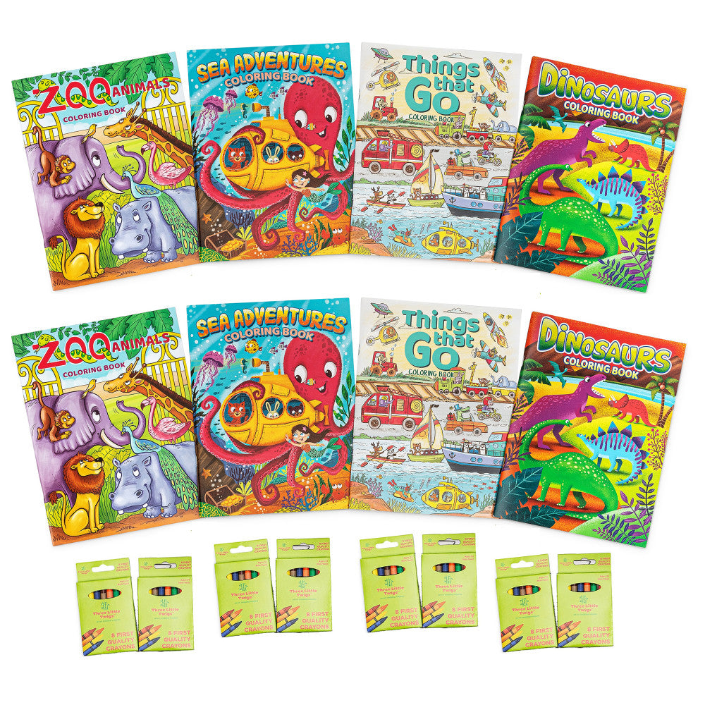 Three Little Twigs Everyday Coloring Adventure 16pc Book and Crayon Set