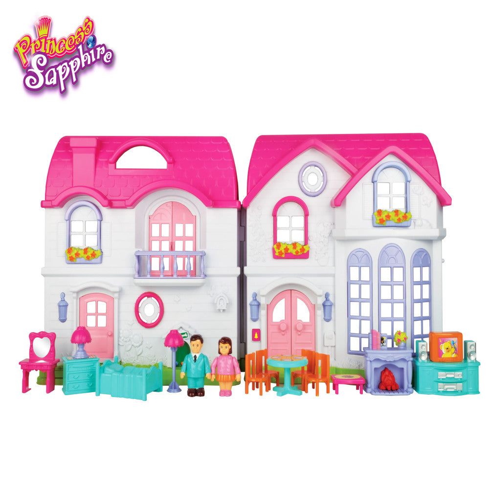 Princess Saphire Deluxe 16-Piece Dollhouse with Functional Doorbell