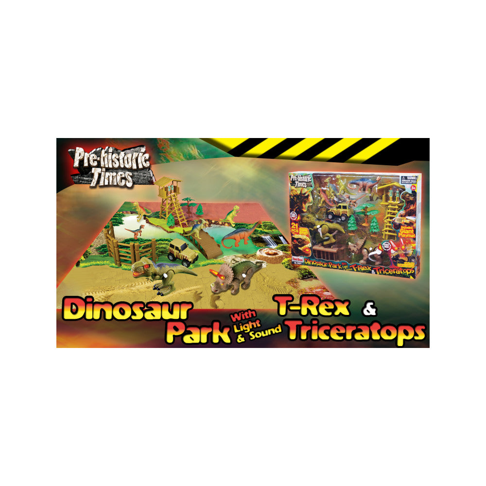 Toys'R'Us Dinosaur Park Playset with Light & Sound - T-Rex & Triceratops