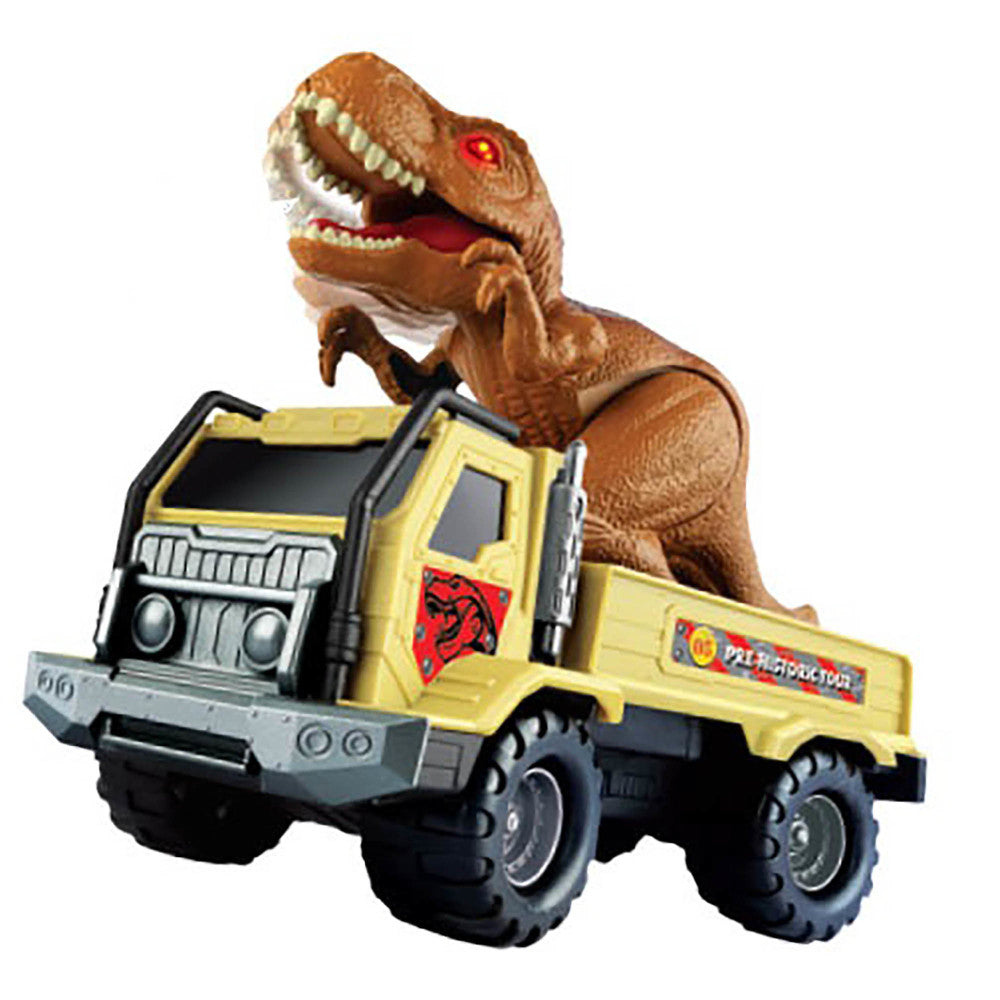 Pre-Historic Times T-REX Transporter with Light & Sounds, Dinosaur Play Truck Set, Ages 3+