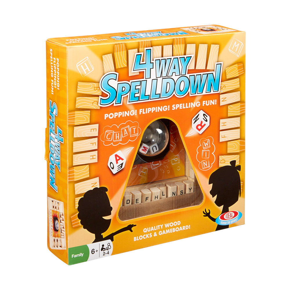 Ideal 4 Way Spelldown Wooden Board Game