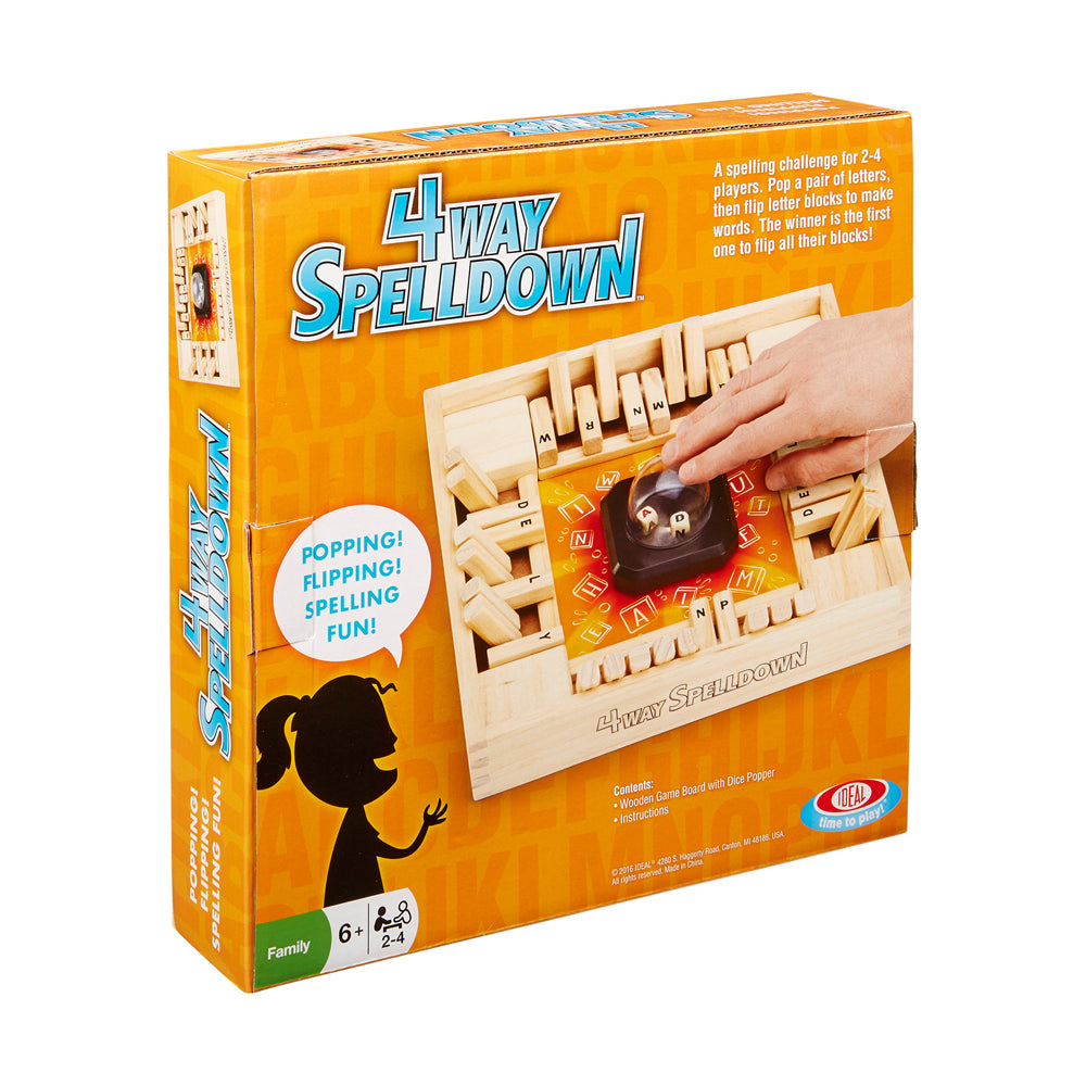 Ideal 4 Way Spelldown Wooden Board Game