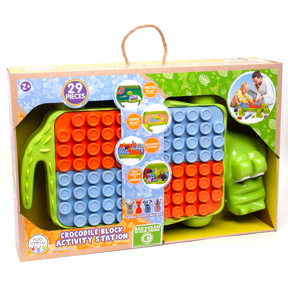 Roo Crew Crocodile Block Activity Station - Eco Wood, 29 Pieces, Ages 2+