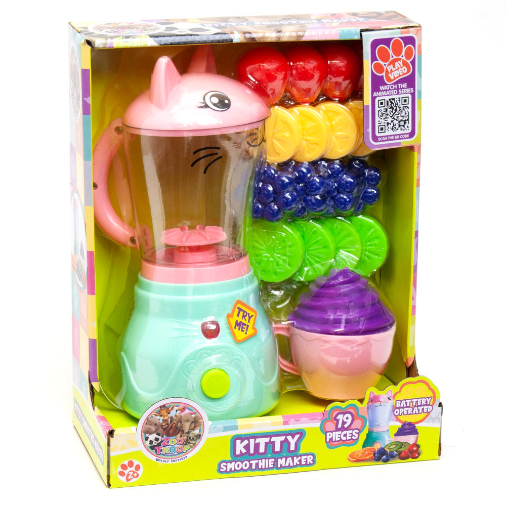 Zoo Troop Kitty Smoothie Maker - 19-Piece Animal-Themed Kitchen Playset for Ages 2+