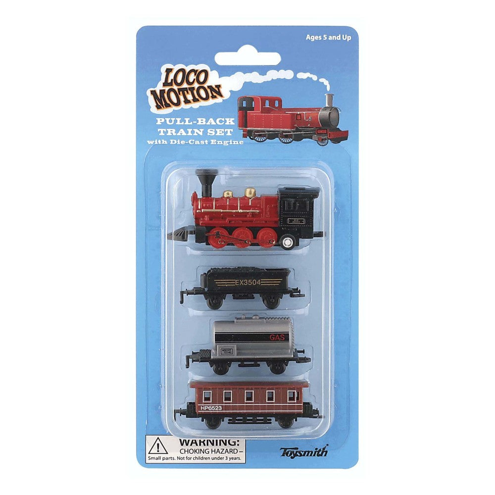 Toysmith Mini Pull-Back Train Set - Durable Die-Cast and Plastic Const ...