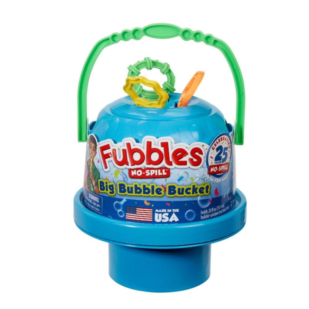 Little Kids Fubbles No-Spill Big Bubble Bucket for Outdoor Play, Blue