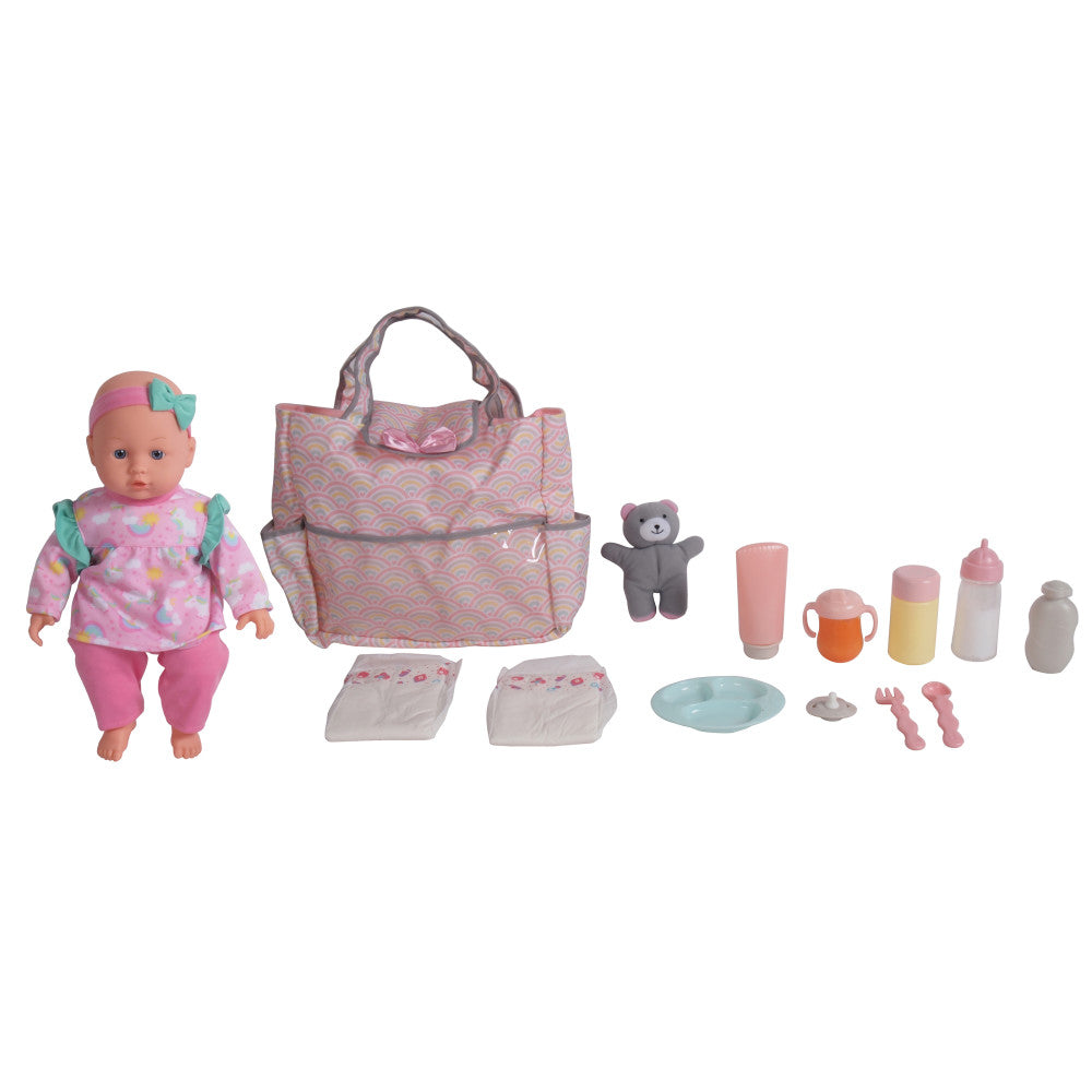 Dream Collection 14-inch Baby Doll with Diaper Bag Set