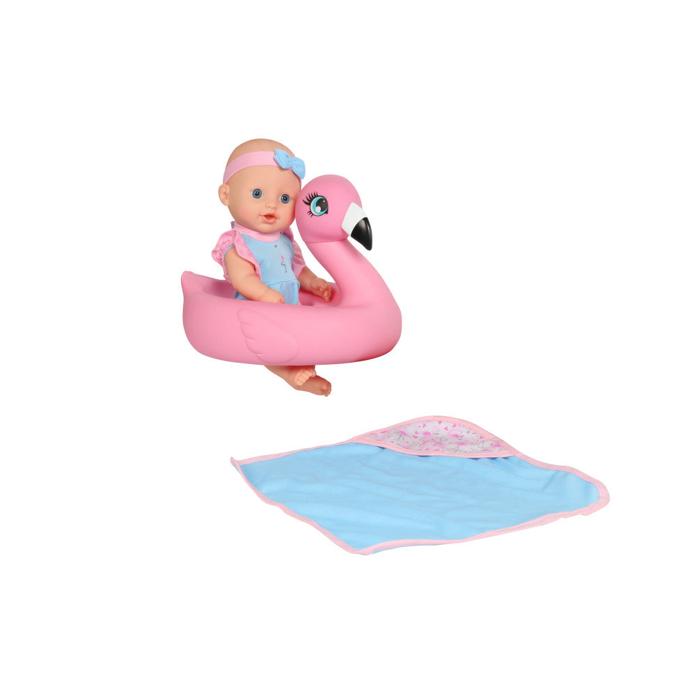 Toys R Us 10" Bath Time Baby Doll with Flamingo Floatie