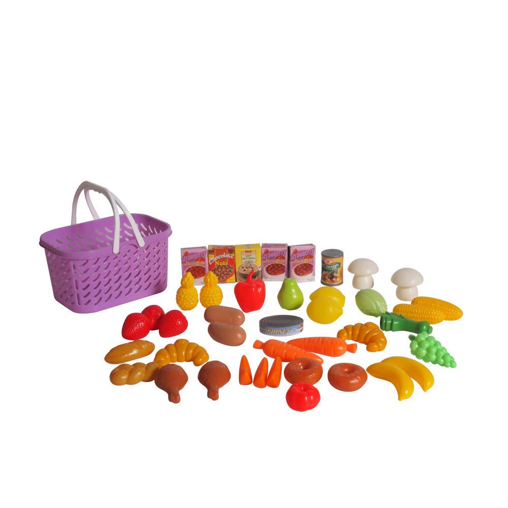 Deluxe Play Food Basket Pretend Playset - 40 Pieces