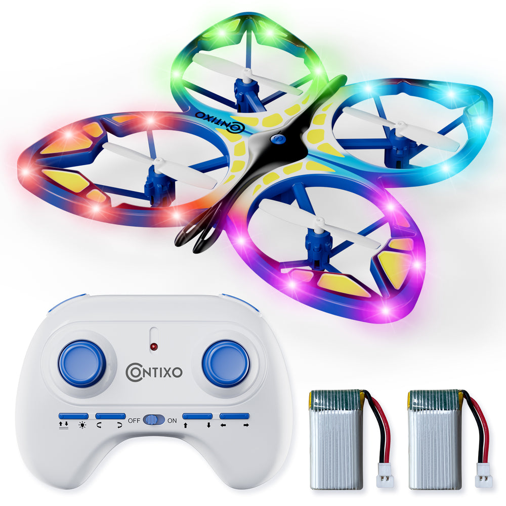 Contixo TD2 Butterfly Drone with LED Light Effects - 2.4GHz Blue