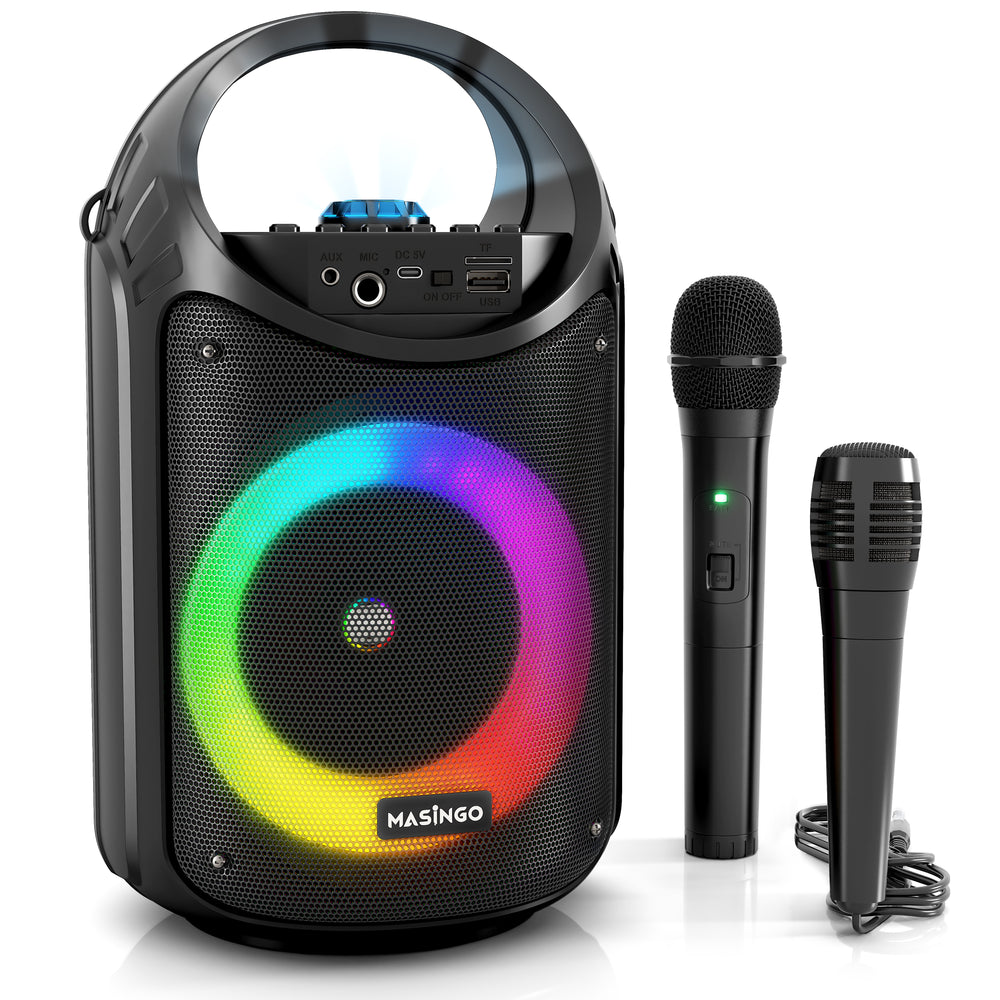 Masingo Burletta C10 Portable Karaoke Machine with LED Lights - Black