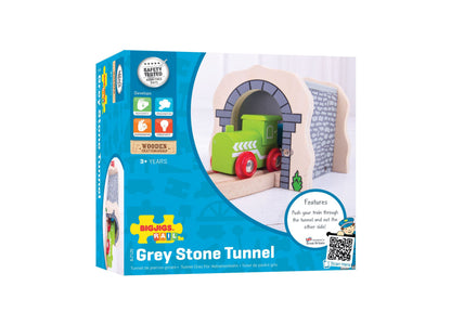 Bigjigs Rail Wooden Grey Stone Tunnel - Compatible with Major Brands