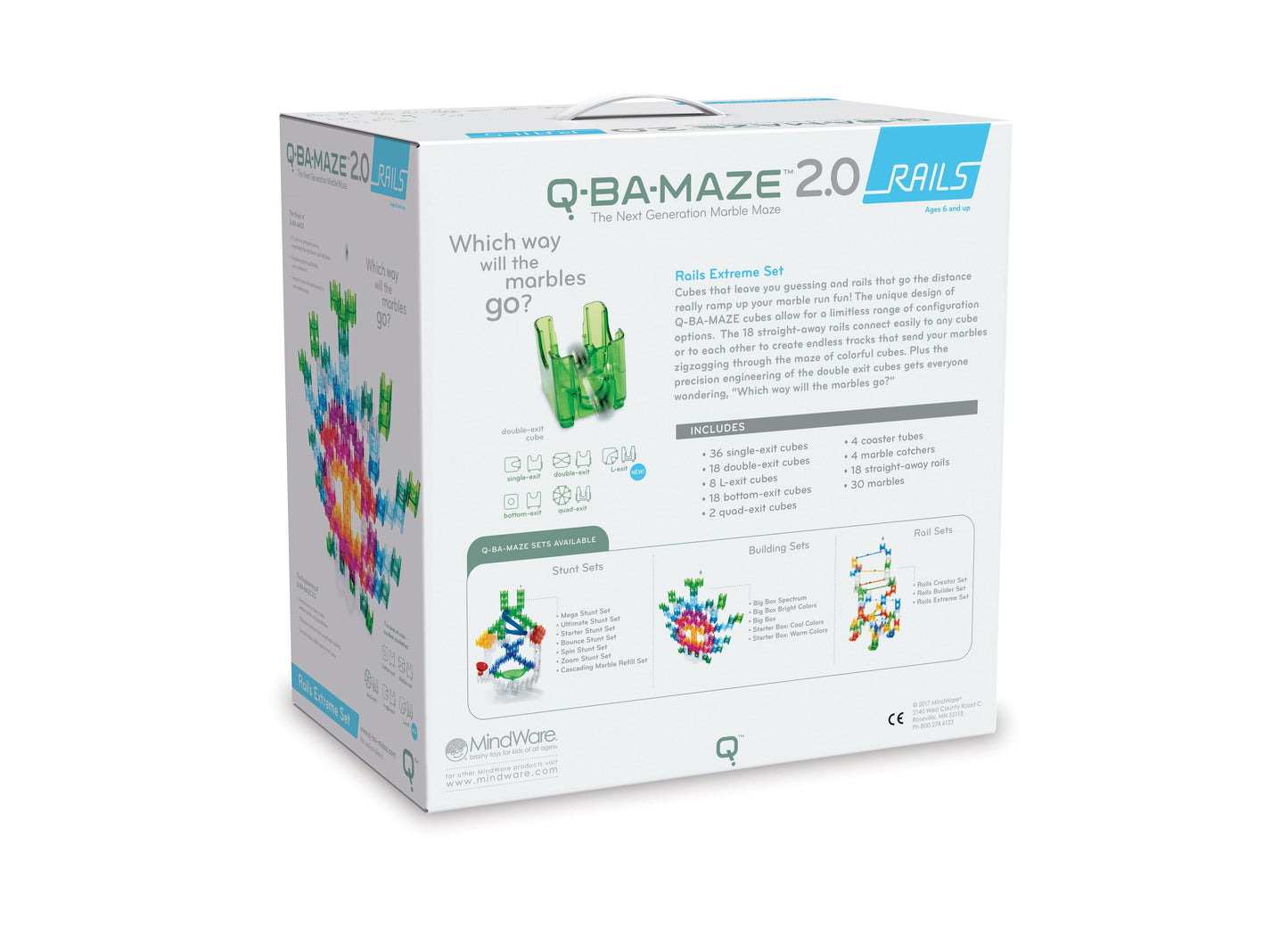 MindWare Q-BA-MAZE 2.0 Rails Extreme Set - Interactive Marble Maze Construction Kit