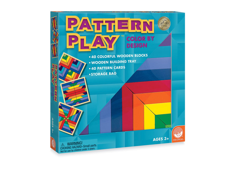 MindWare Pattern Play Colorful Wooden Blocks and Tray Set