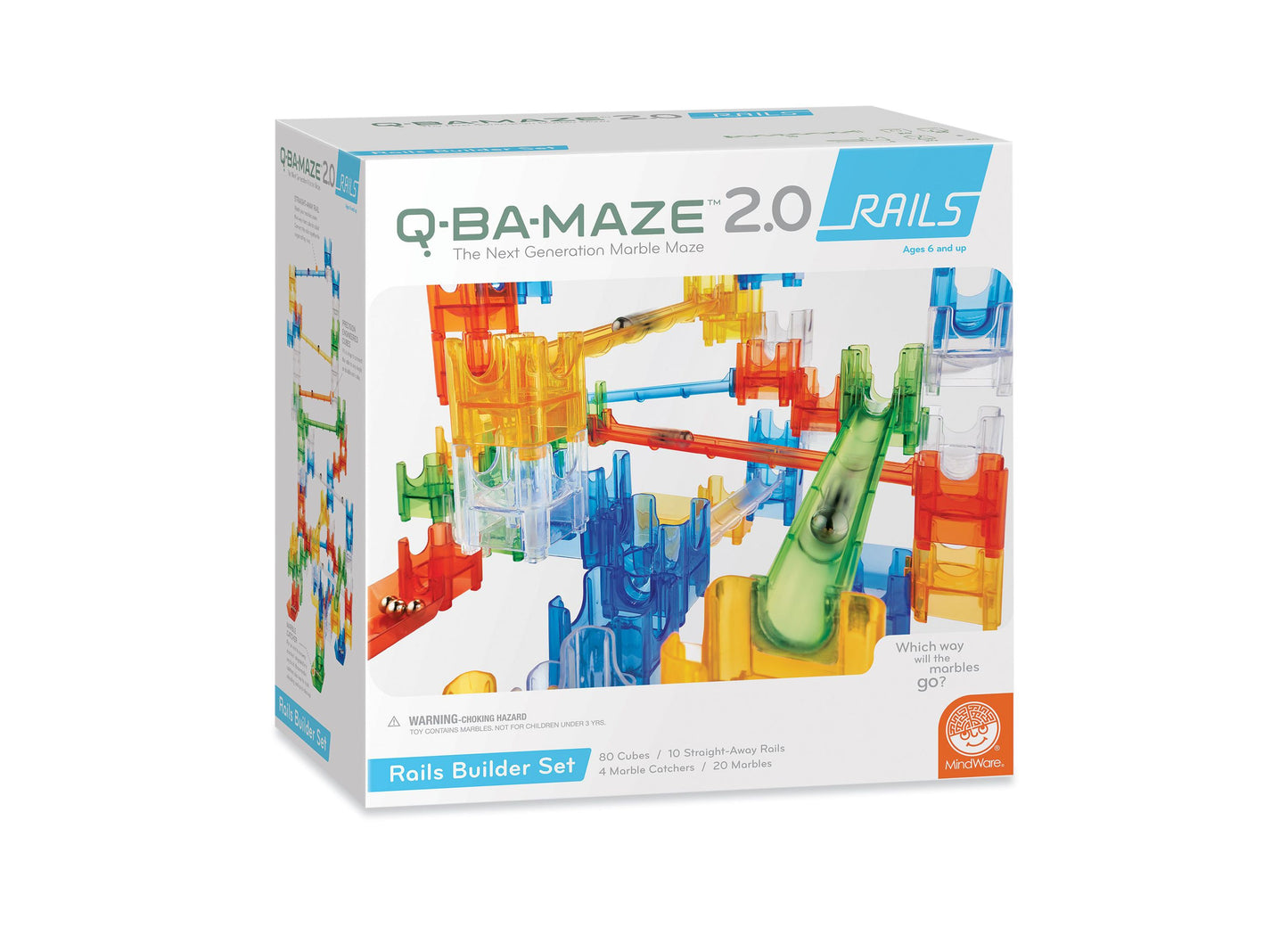 MindWare Q-BA-MAZE 2.0 Rails Builder Set - Interactive Marble Maze Construction Kit