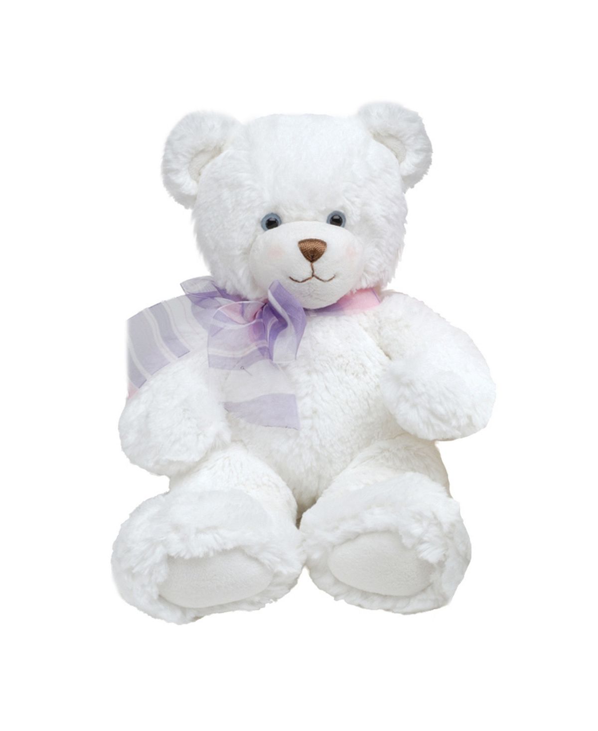 First and Main 10 Inch Dena Plush Teddy Bear - White with Purple Bow