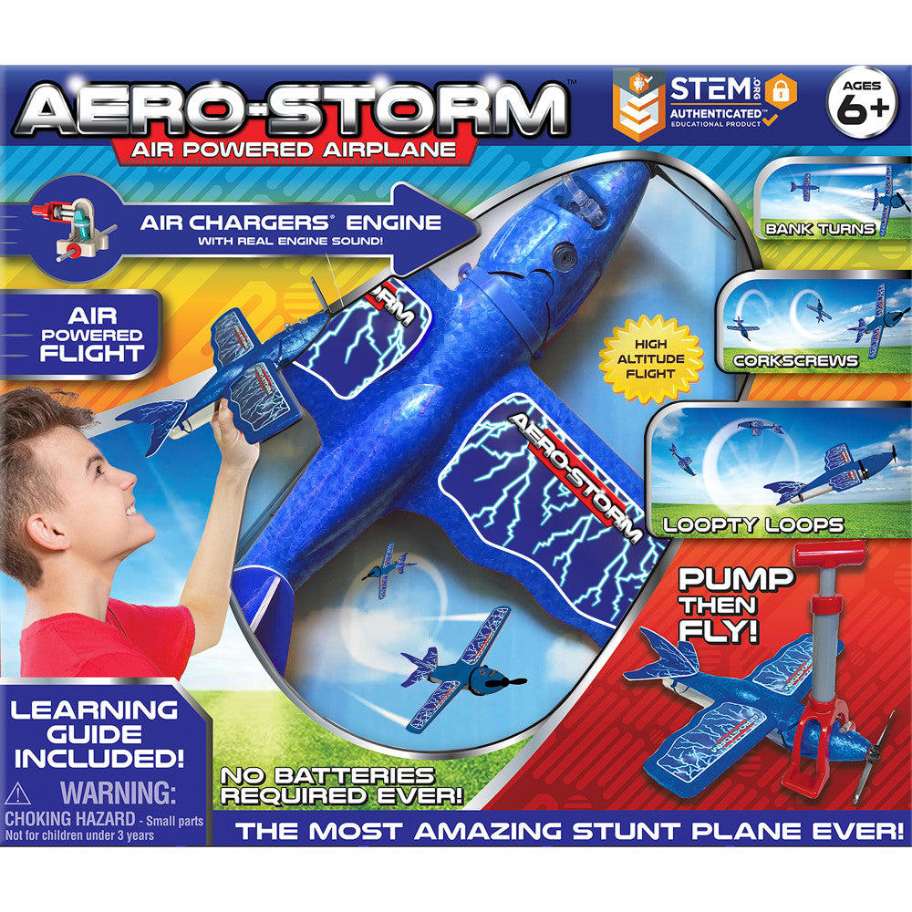 Aero-Storm: Air Powered Airplane - Blue - Acrobatic Flight, Kids Ages 6+