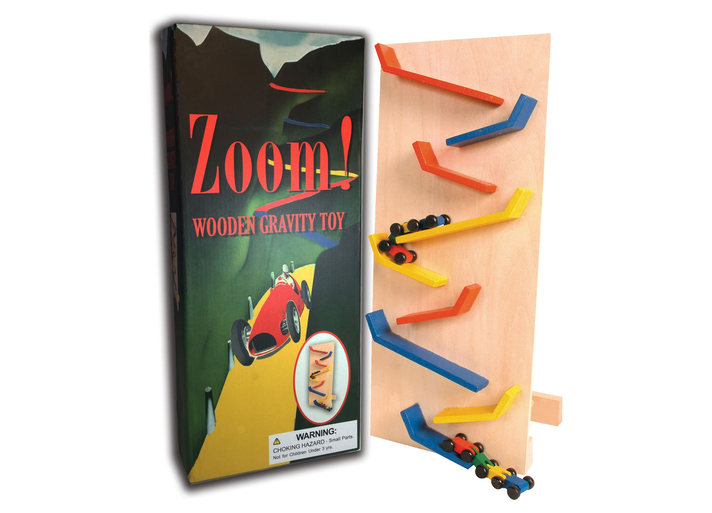 Perisphere & Trylon Zoom! Wooden Gravity Racing Track with Colorful Cars