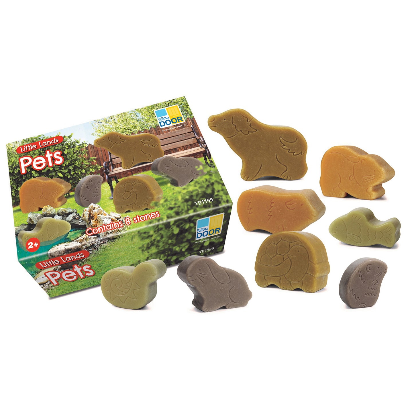 Yellow Door Little Lands ‚Äì Durable Stone Pets Playset, Set of 8