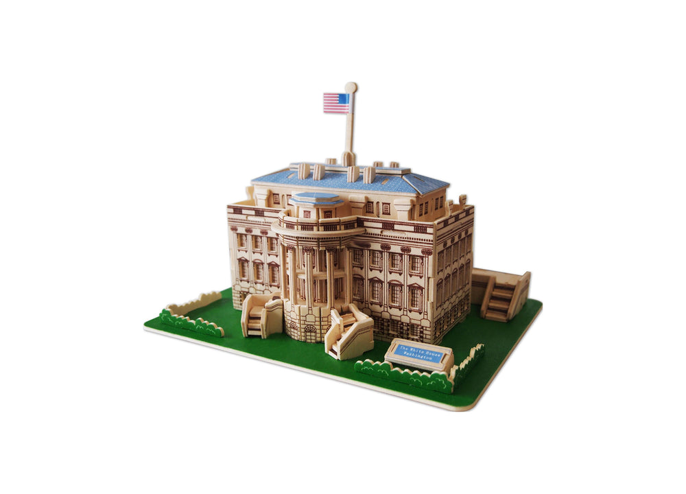 Puzzled White House Large 3D Natural Wood Puzzle - 128 pc