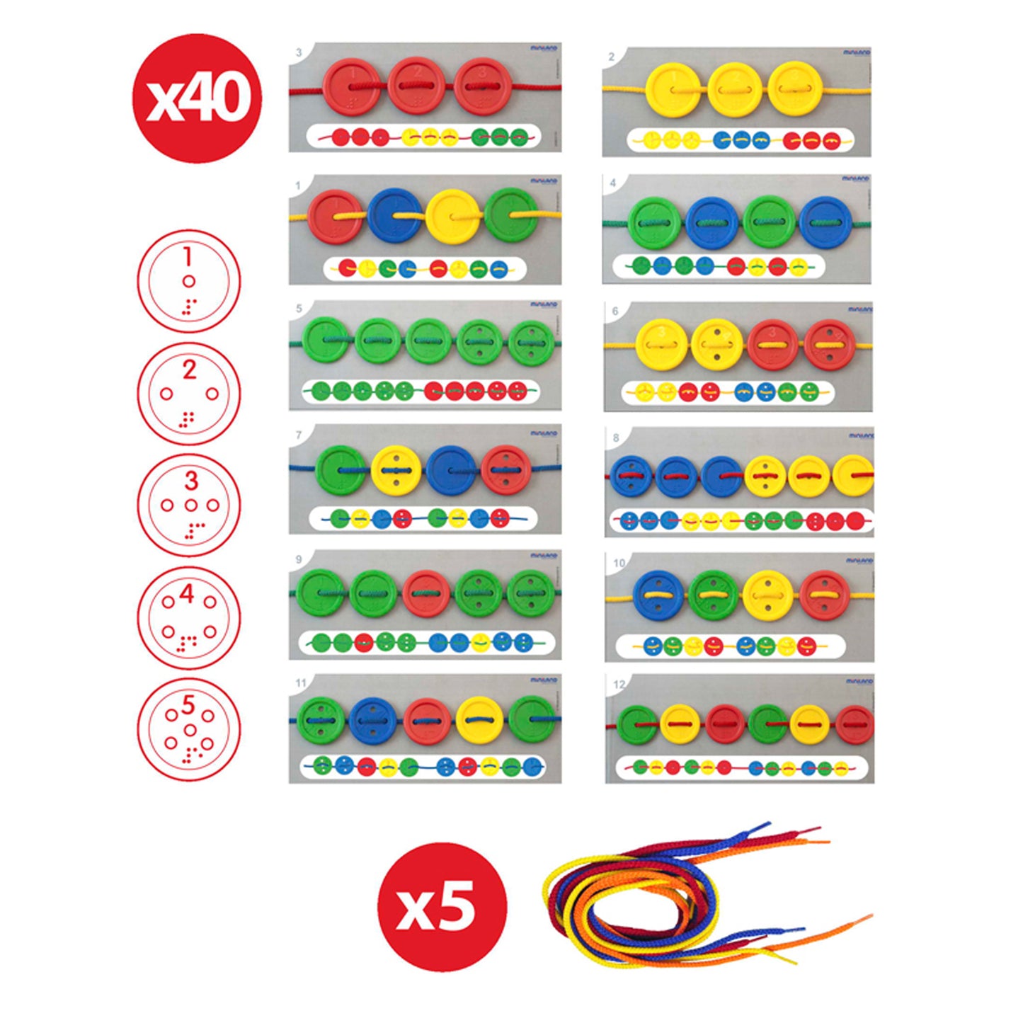 Miniland Educational Activity Buttons Set - 57 Pieces for Learning and Development