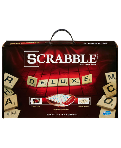 Hasbro Scrabble Deluxe Edition Board Game with Rotating Gameboard and Deluxe Carry Case