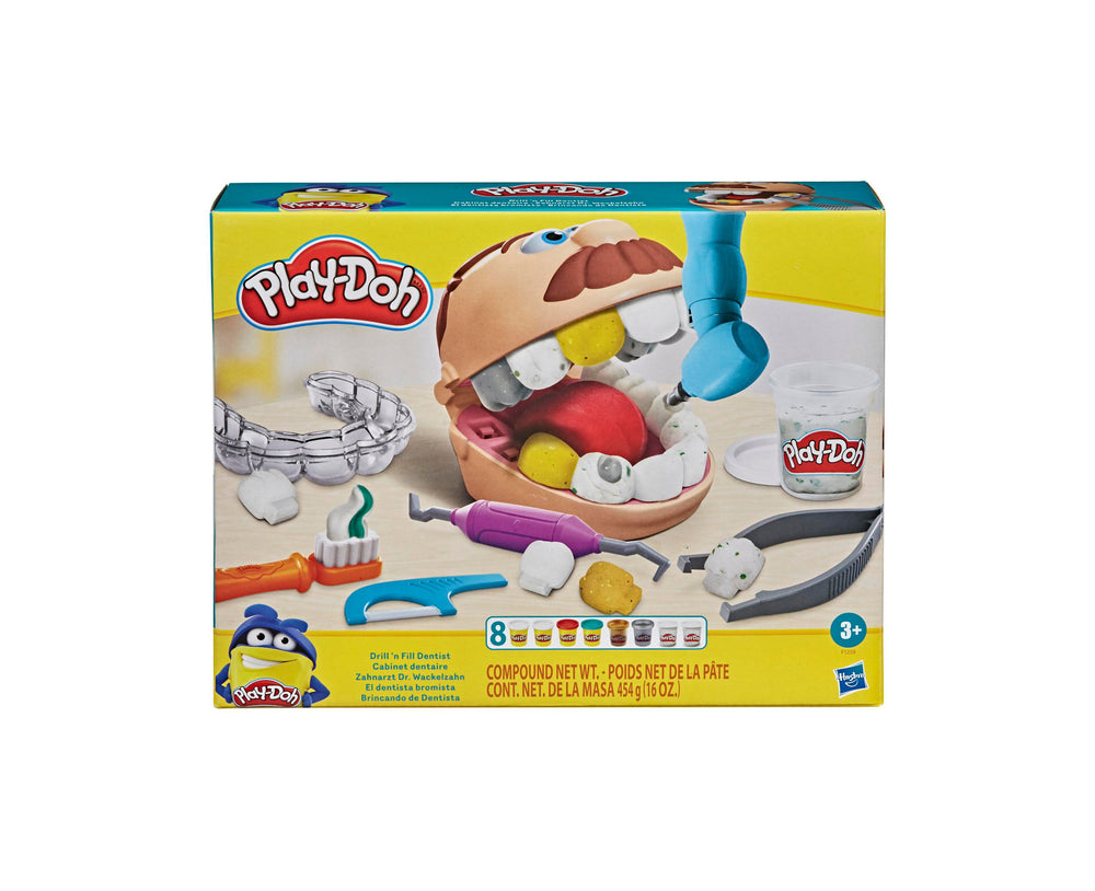 Play-Doh Drill 'n Fill Dentist Toy Set with Dental Tools and Non-Toxic Dough