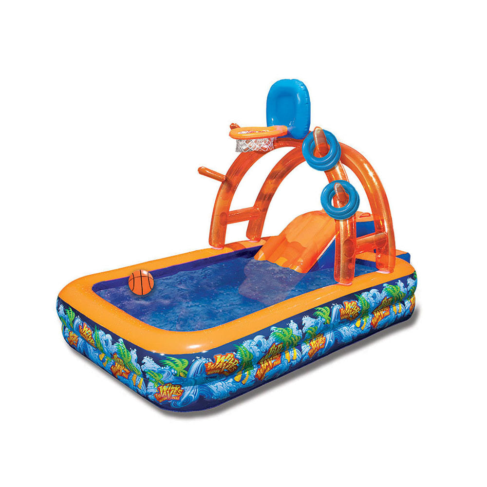 Banzai Wild Waves Water Park with Sprinkling Arch, Basketball Hoop, and Ring Toss