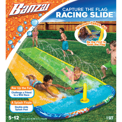 Banzai 16ft Capture The Flag Racing Water Slide - Dual Lane Outdoor Fun