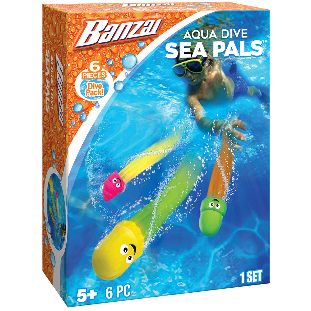 Banzai Aqua Dive Sea Pals 6-Piece Water Pool Dive Toy Set