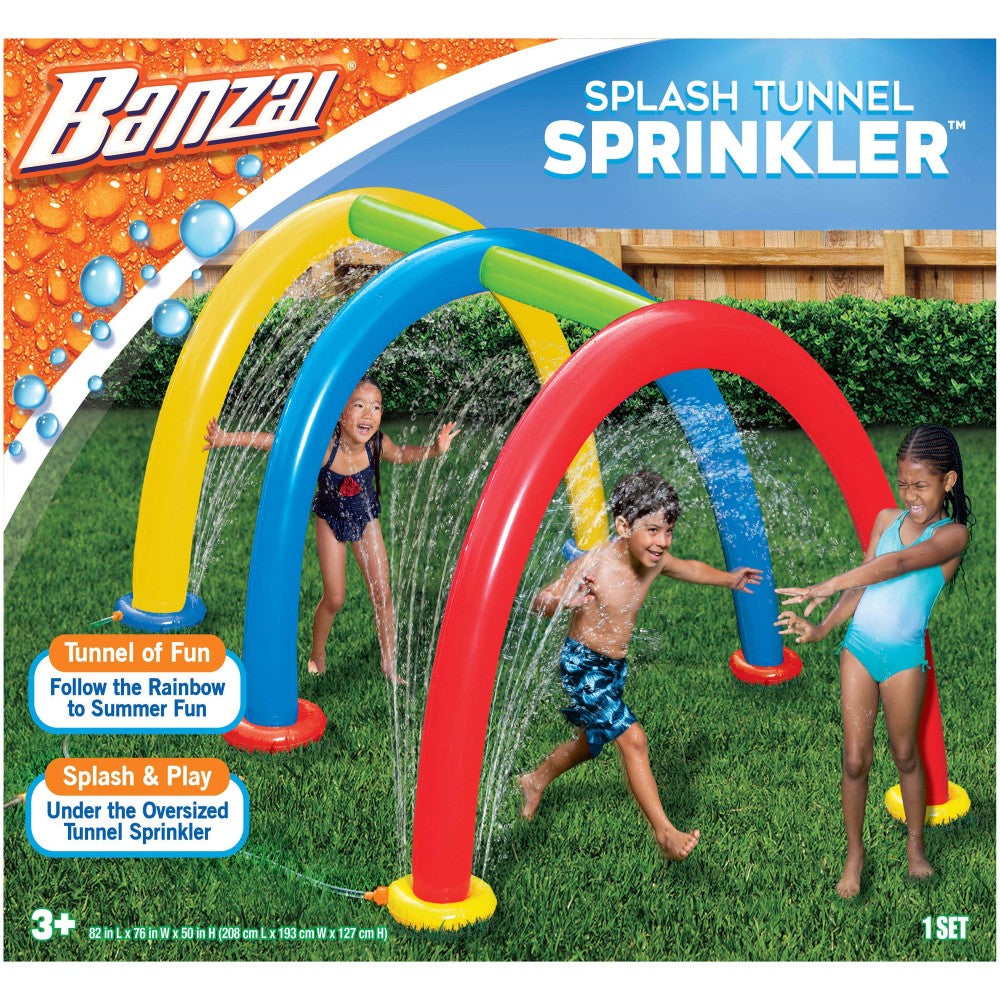 Banzai Splash Tunnel Sprinkler - Inflatable Water Play Toy for Backyard Fun