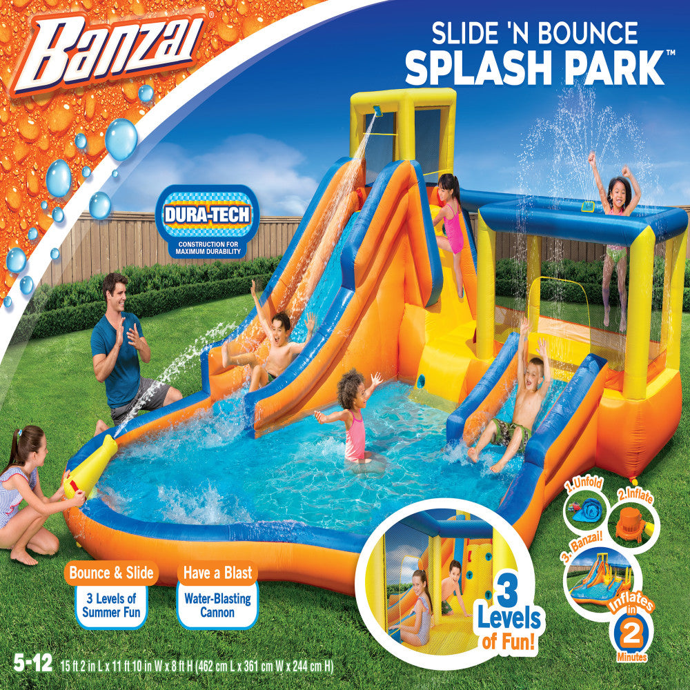 Banzai Inflatable Slide 'N Bounce Splash Park Water Park