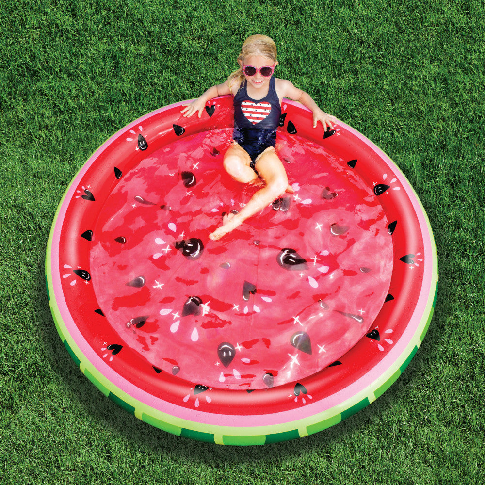 Banzai Watermelon Splash Inflatable Pool, 60-inch Diameter, Summer Outdoor Fun