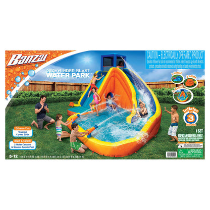 Banzai Sidewinder Blast Inflatable Water Park with Slide and Pool