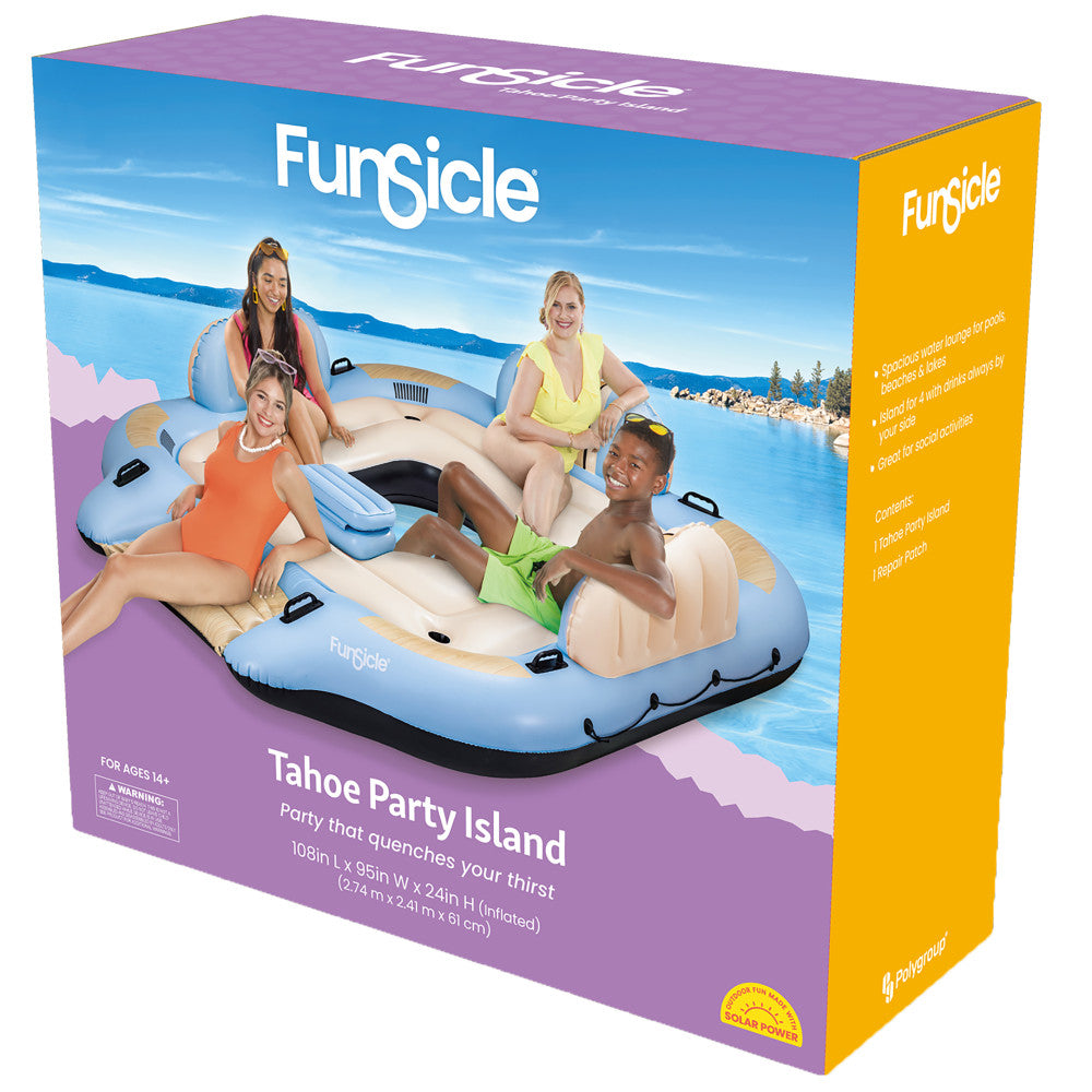 Funsicle Tahoe Party Island - 9ft Inflatable Pool & Water Float