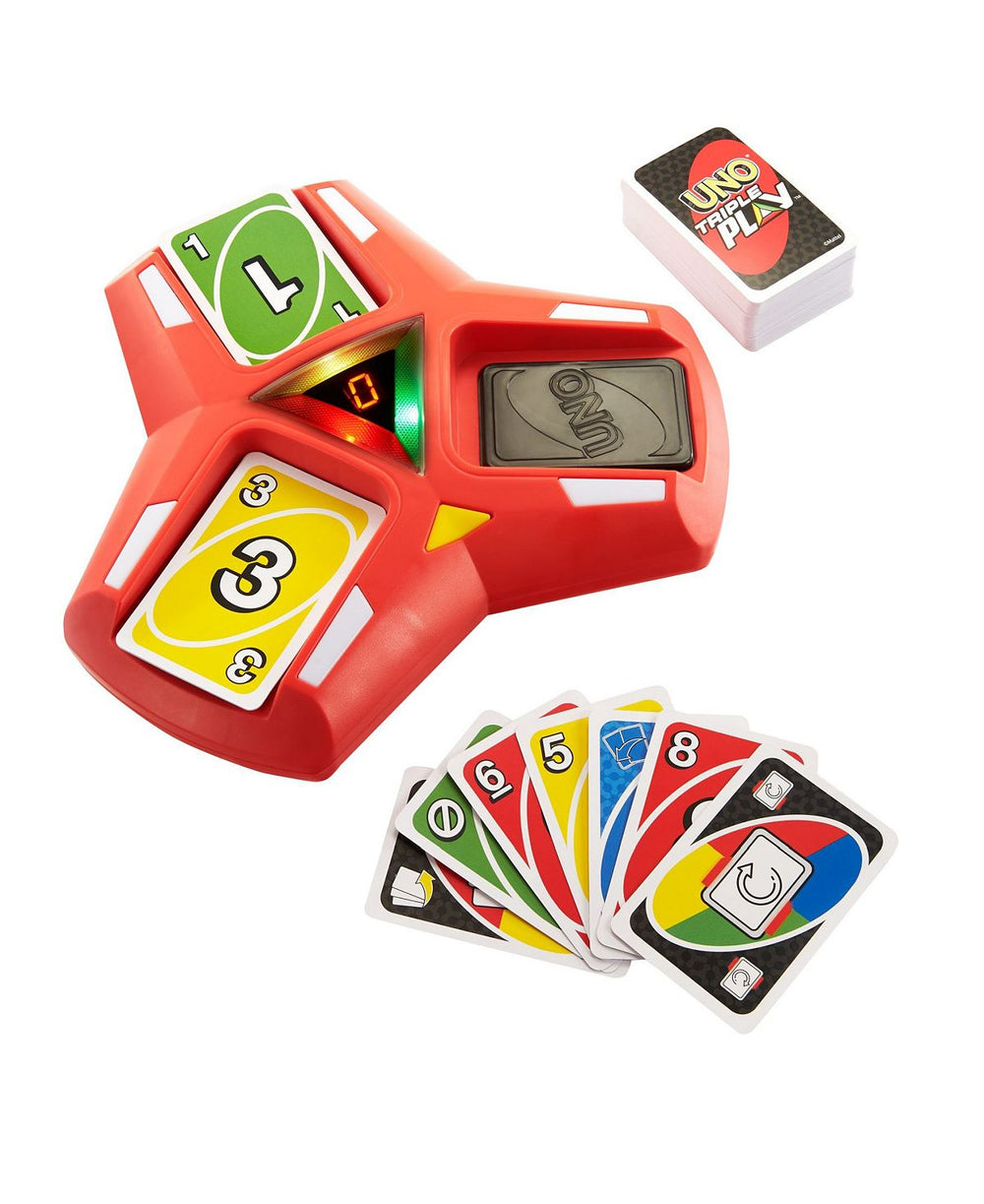 UNO Triple Play Card Game: Family Night Edition with Lights and Sounds