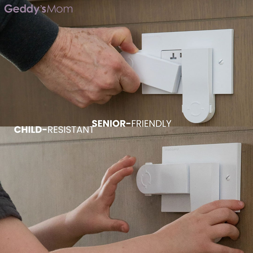 Geddy's Mom: Shut Your Face - White - Self-Closing Outlet Safety Cover