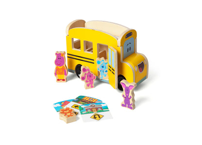 Melissa & Doug Blue's Clues You Wooden Pull-Back School Bus - 9 Piece Set