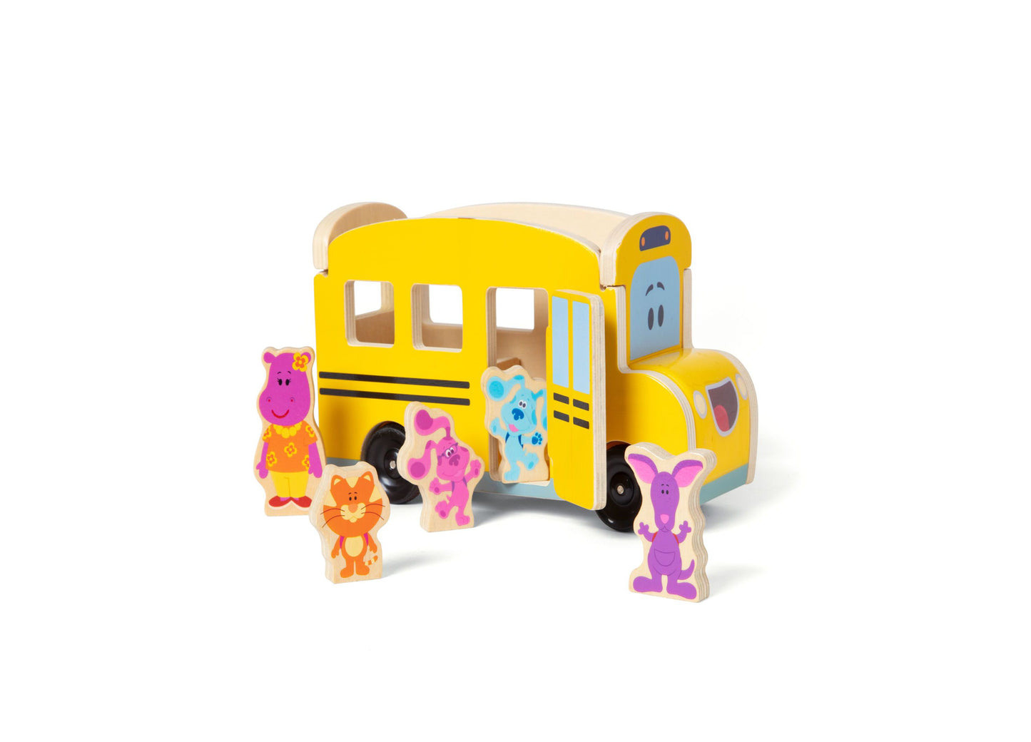 Melissa & Doug Blue's Clues You Wooden Pull-Back School Bus - 9 Piece Set