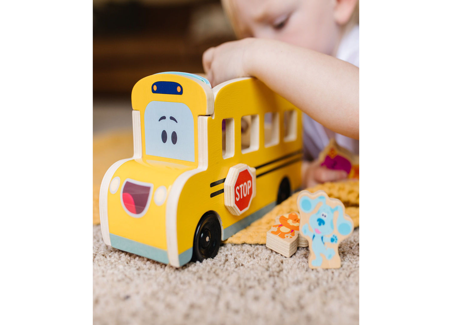 Melissa & Doug Blue's Clues You Wooden Pull-Back School Bus - 9 Piece Set