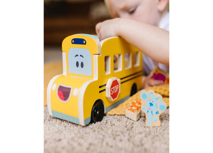 Melissa & Doug Blue's Clues You Wooden Pull-Back School Bus - 9 Piece Set