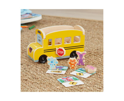 Melissa & Doug Blue's Clues You Wooden Pull-Back School Bus - 9 Piece Set