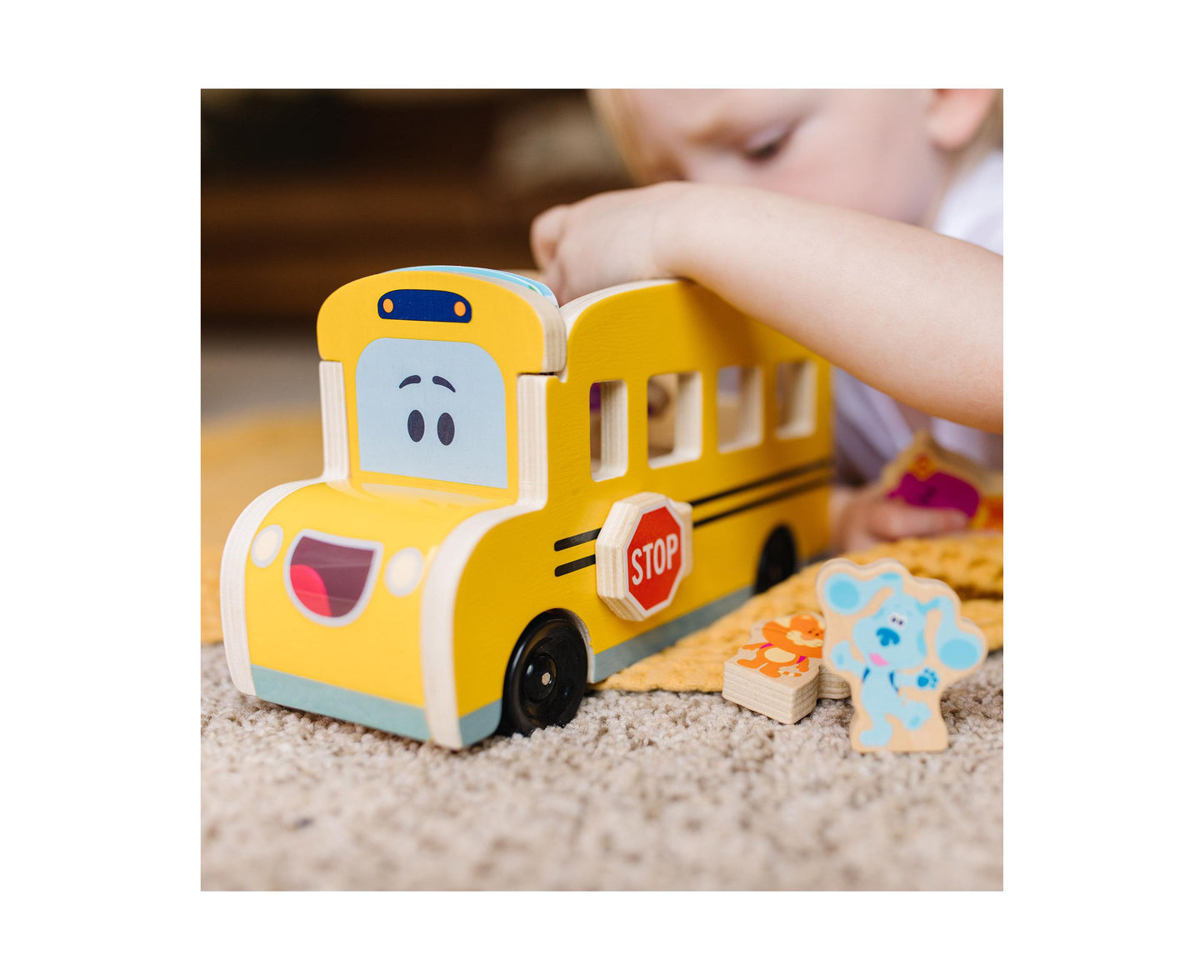 Melissa & Doug Blue's Clues You Wooden Pull-Back School Bus - 9 Piece Set