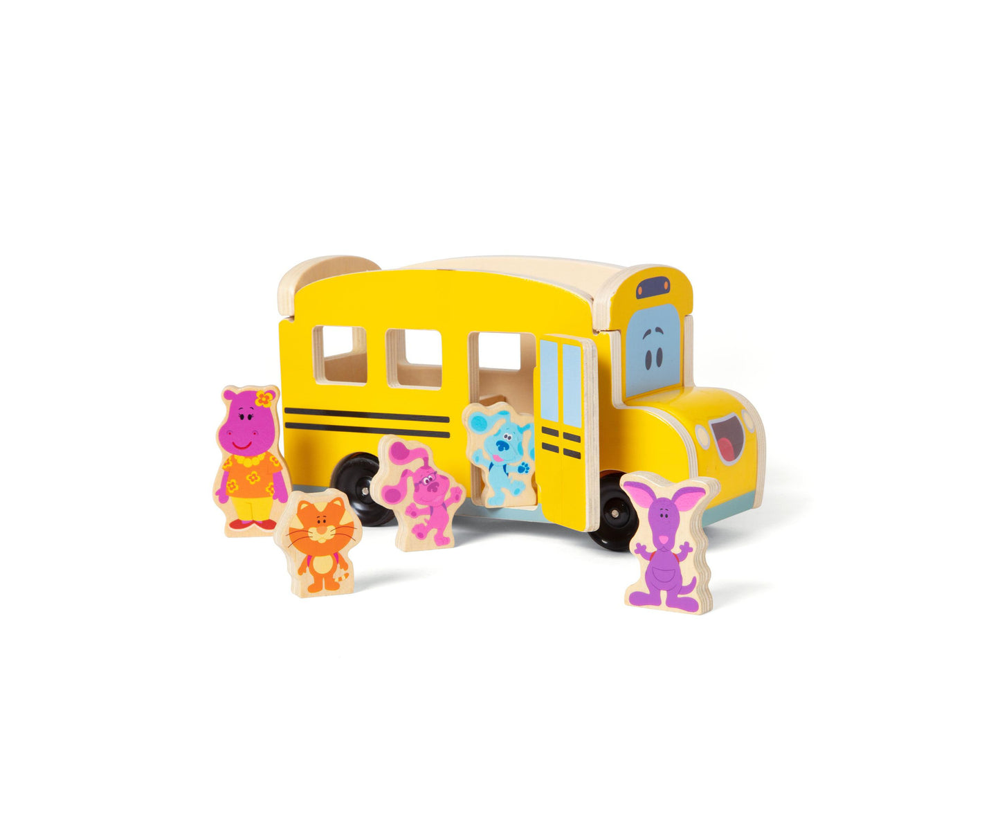 Melissa & Doug Blue's Clues You Wooden Pull-Back School Bus - 9 Piece Set