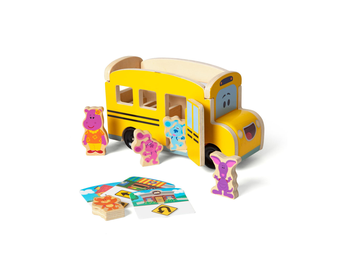 Melissa & Doug Blue's Clues You Wooden Pull-Back School Bus - 9 Piece Set