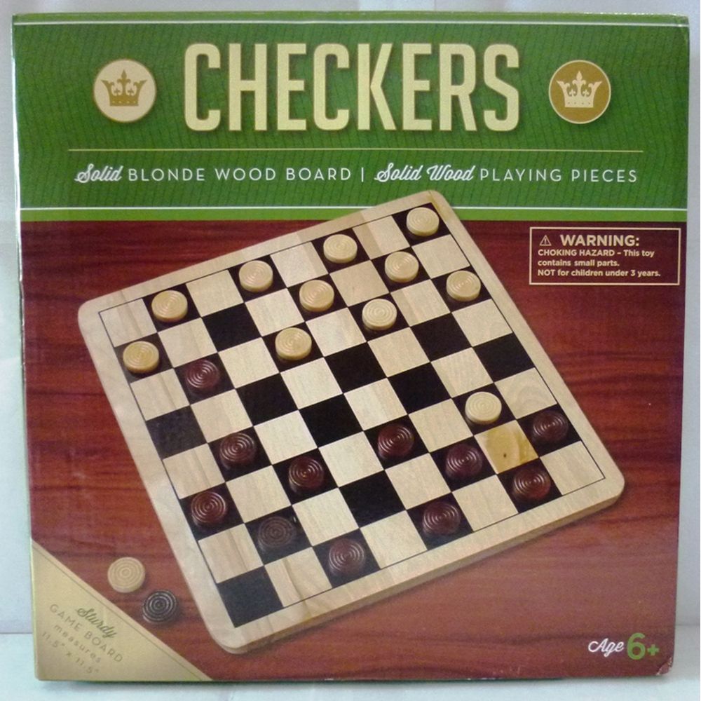 Checkers with Natural Wood Board