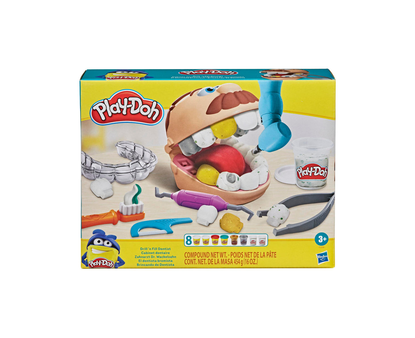 Play-Doh Drill 'n Fill Dentist Toy Set with Dental Tools and Non-Toxic Dough